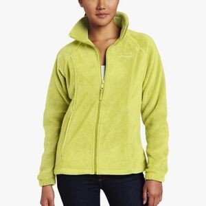 37a) COLUMBIA Fleece Collared Zip Jacket Green Sz. Medium